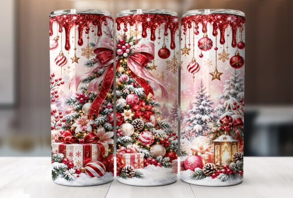 Pink Christmas Tree 20 Oz Tumbler Wrap