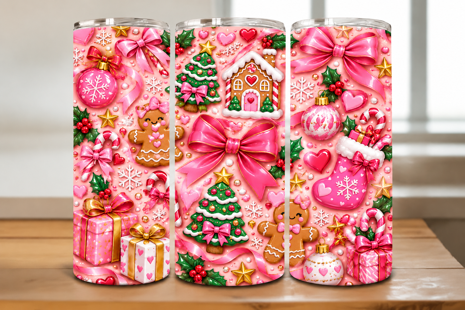 Pink Coquette Christmas Gingerbread Tumb