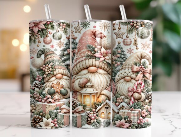 Pink Winter Gnome Christmas Tumbler Wrap