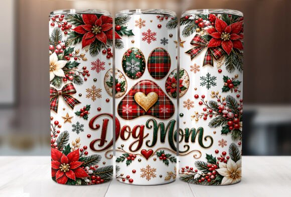 Plaid Dog Mom Christmas 20oz Tumbler PNG
