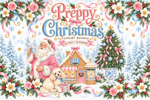 Preppy Christmas Clipart Bundle