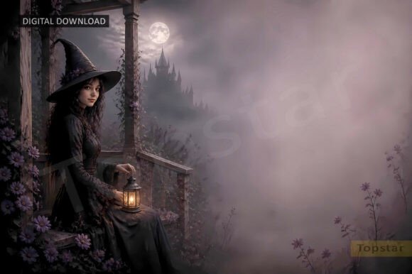 Pretty Gothic Witch Halloween Background