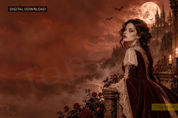 Pretty Vampire Halloween Background Art