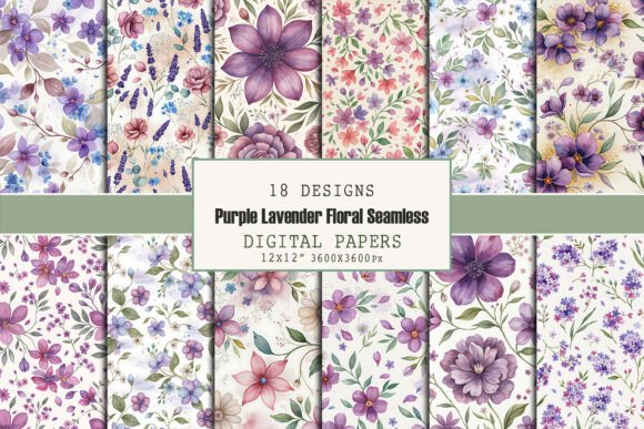 Purple Lavender Floral Seamless Pattern