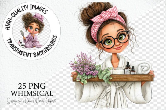 Quirky Self Care Woman Clipart Bundle