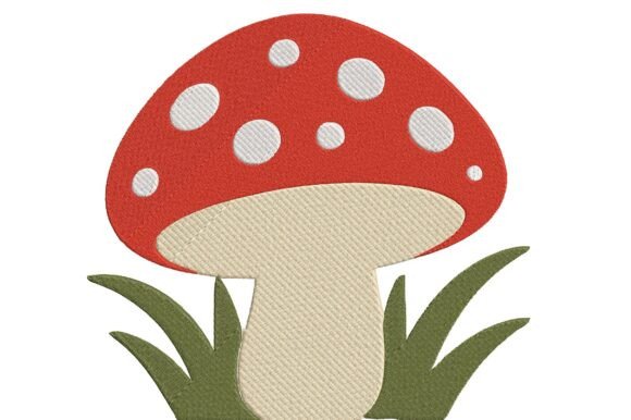 Red Toadstool Mushroom Applique Embroide