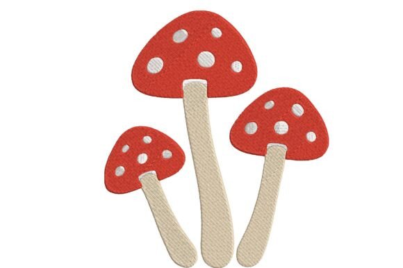 Red Toadstool Trio Applique Embroidery