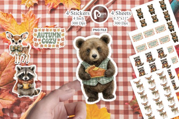 Retro Groovy Plaid Woodland Sticker