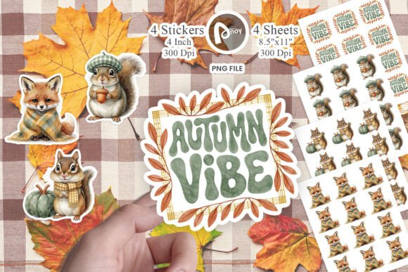 Retro Groovy Plaid Woodland Sticker