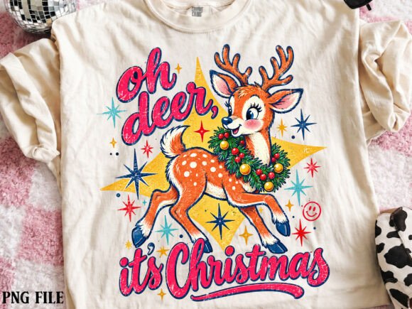 Retro Oh Deer Christmas PNG
