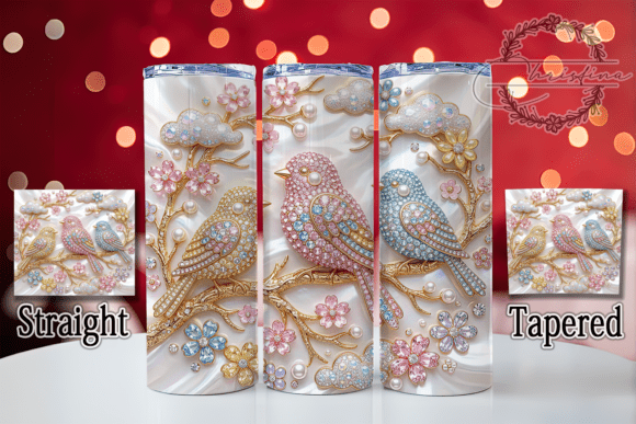 Rhinestone Pastel Birds 20oz Tumbler