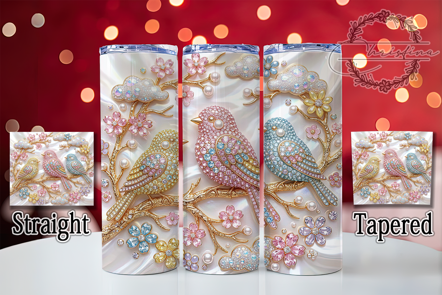 Rhinestone Pastel Birds 20oz Tumbler