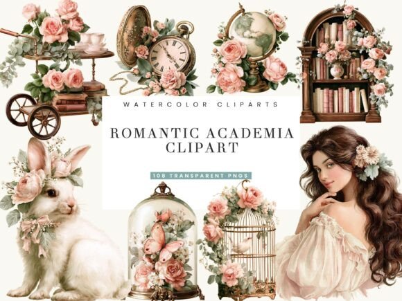 Romantic Academia Clipart Bundle
