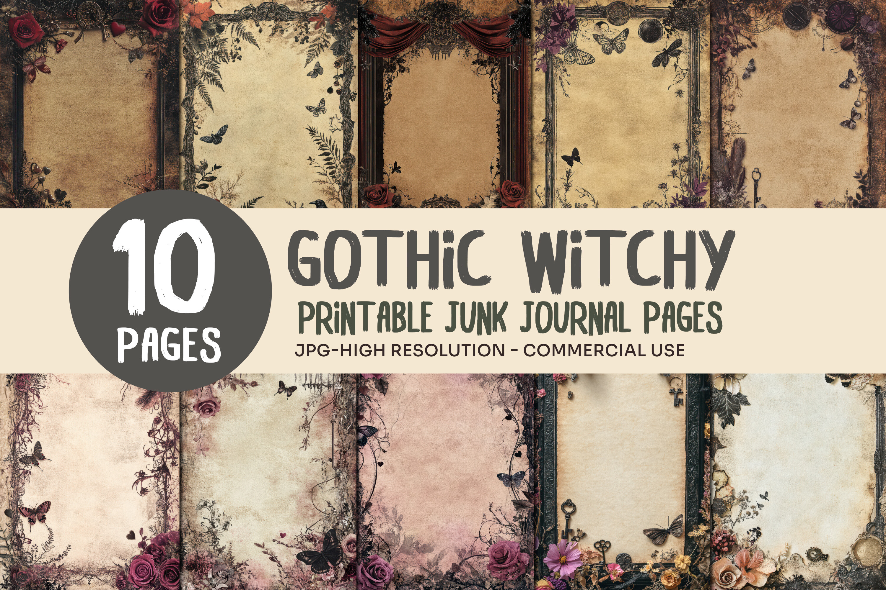 Romantic Gothic Junk Journal Pages
