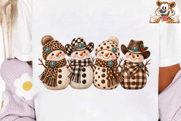 Rustic Snowmen PNG Sublimation Shirt Des