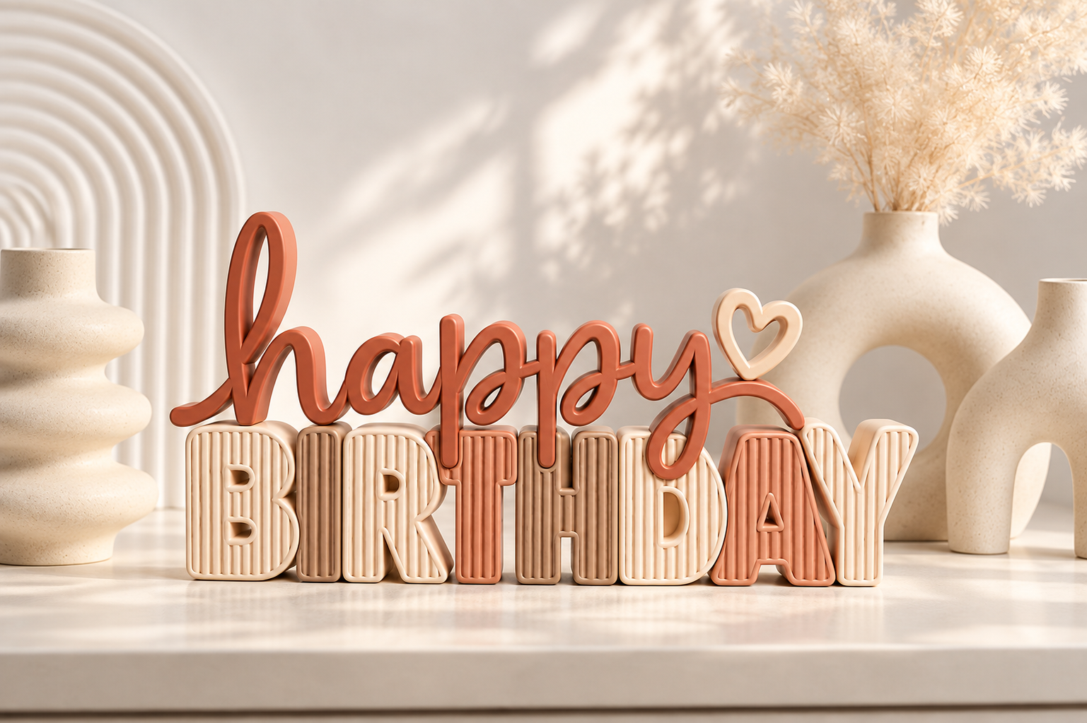 Happy Birthday Heart Sign STL - 3D Printable Party Decoration - Image 3