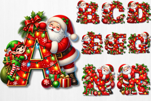 Santa Elf Christmas Alphabet PNG Bundle