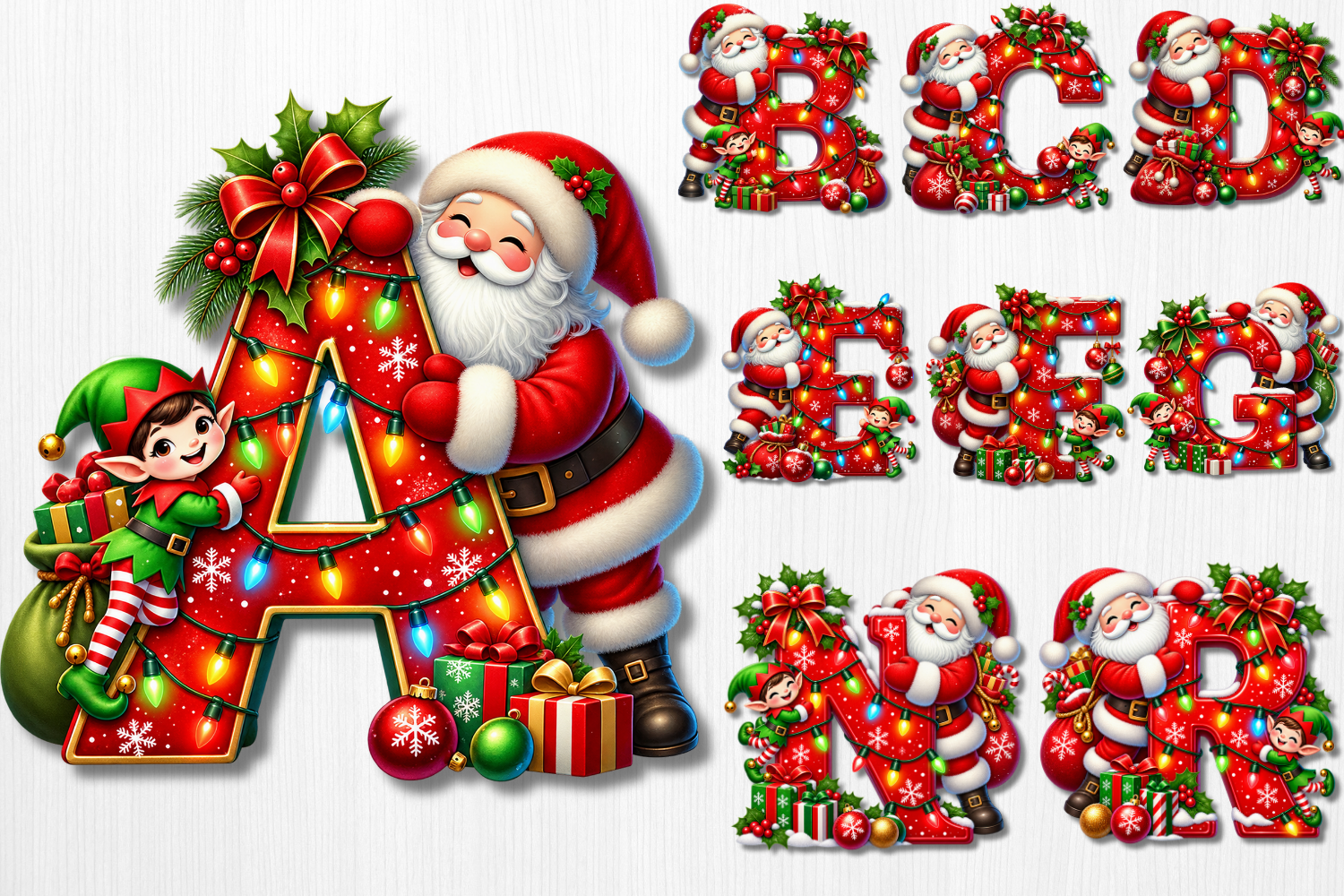 Santa Elf Christmas Alphabet PNG Bundle