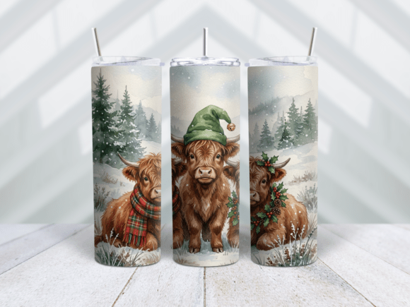Santa Helper Highland Cow Tumbler Wrap