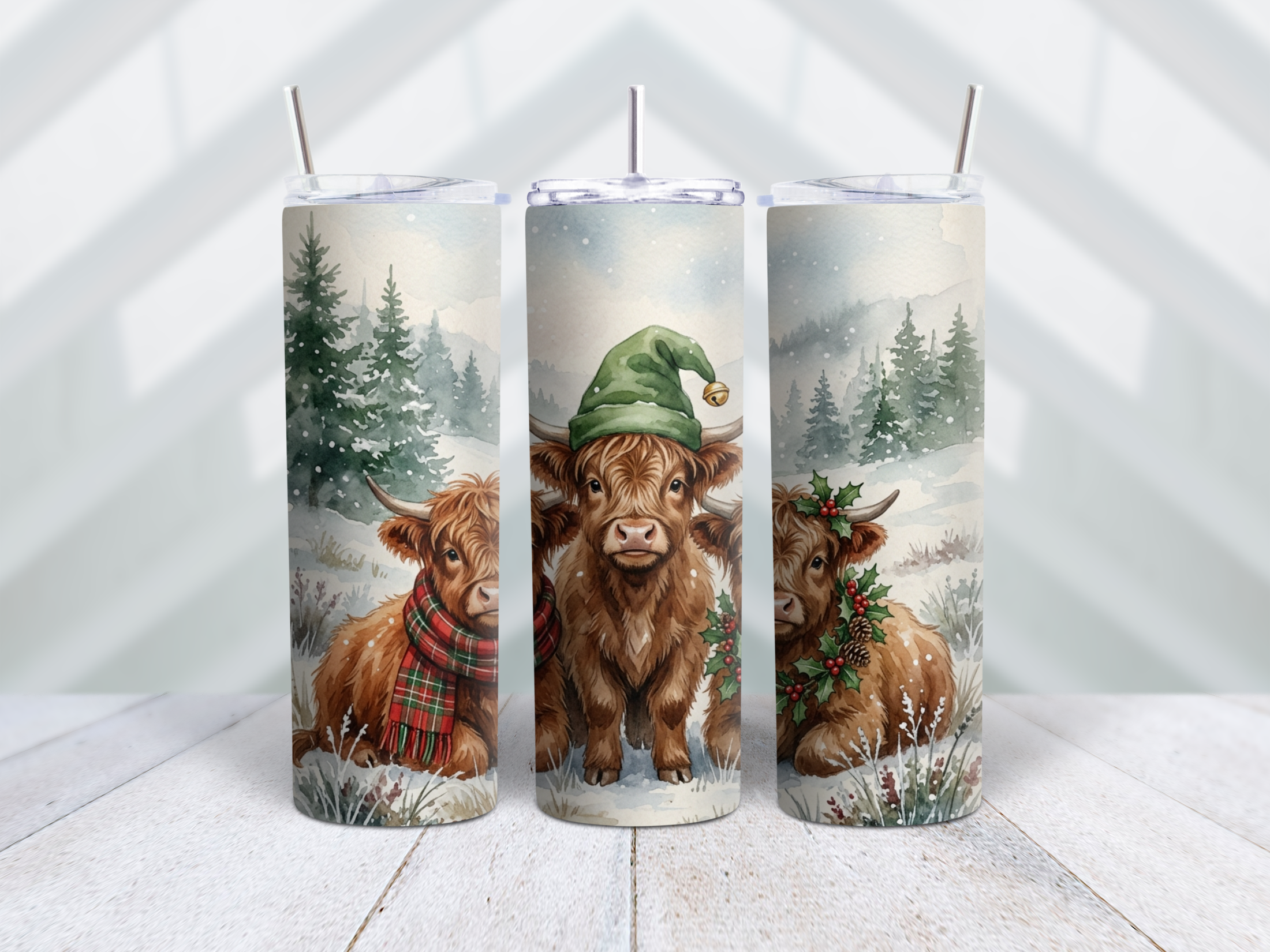 Santa Helper Highland Cow Tumbler Wrap