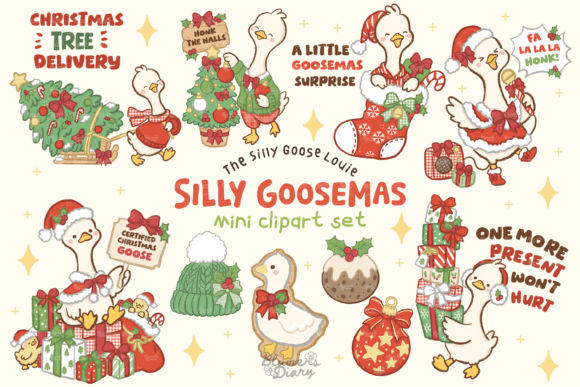 Silly Goosemas Christmas Goose Clipart Graphic Illustrations By blumensdiary