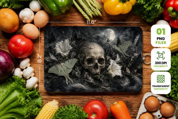 Skull Butterfly Cutting Board PNG Art