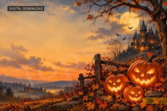 Smiling Pumpkins Halloween Background