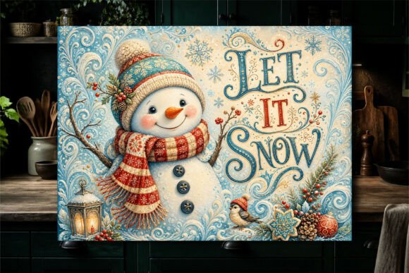 Snowman Let It Snow Cutting Board