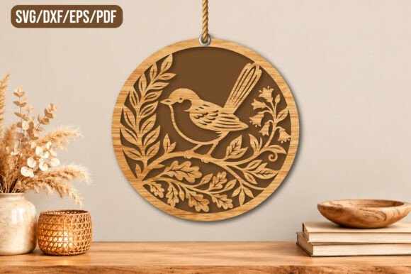 Songbird Floral Round Wall Art