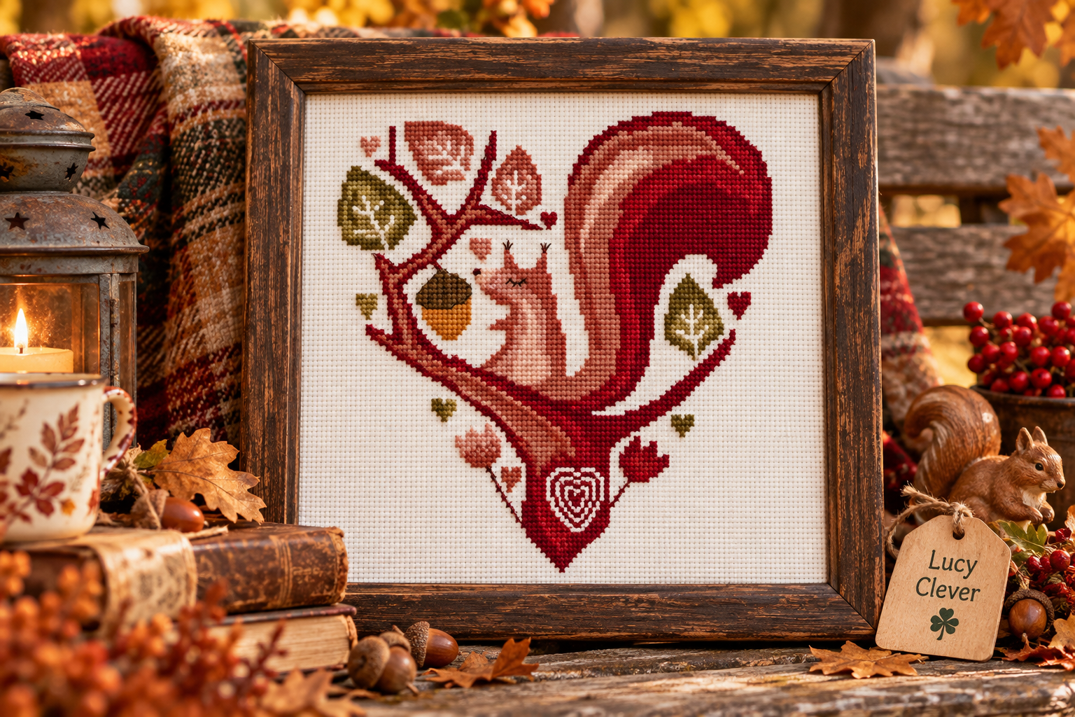 Squirrel on a Tree Cross Stitch Pattern