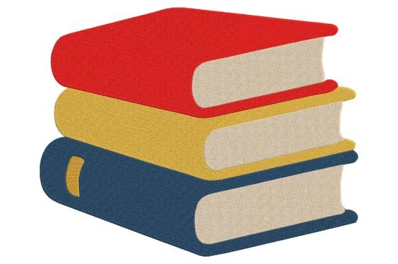 Stack of Books Applique Embroidery Desig