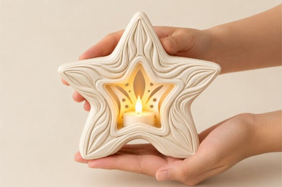 Star Tealight Candle Holder STL – 3D Printable Christmas Decor Model - Image 1