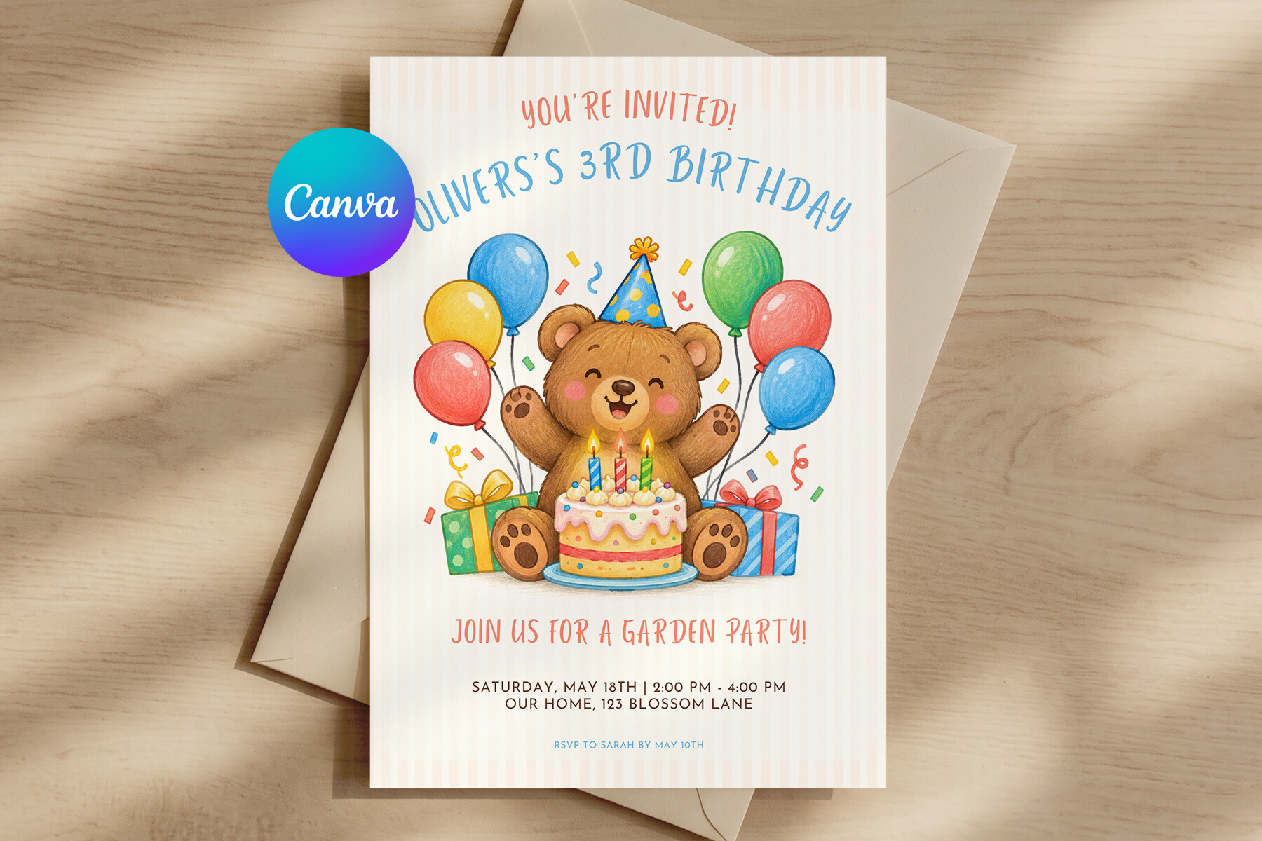 Teddy Bear Birthday Invitation Template