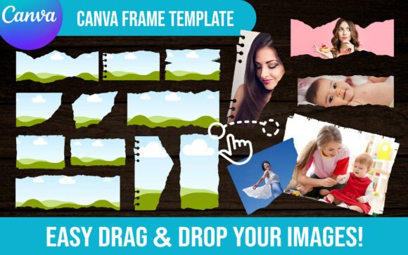Torn Paper Canva Frames Template Bundle