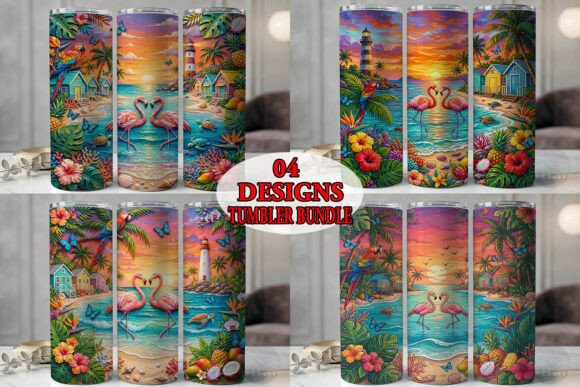 Tropical Flamingo Sunset Tumbler Bundle