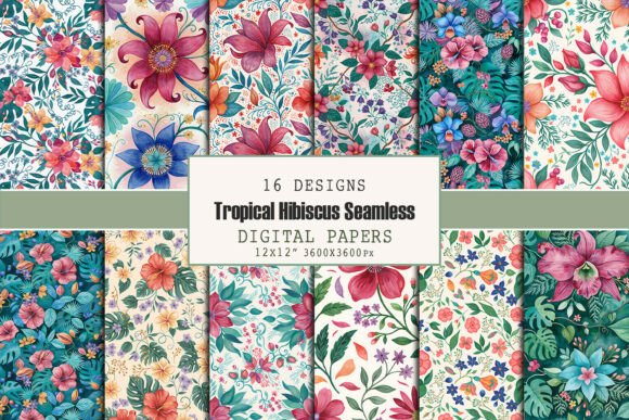 Tropical Hibiscus Seamless Pattern