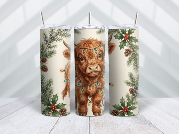 Twinkling Christmas Lights Cow Tumbler