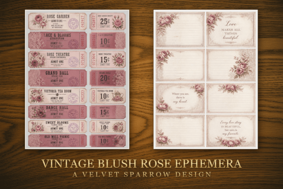 Vintage Blush Rose Ephemera