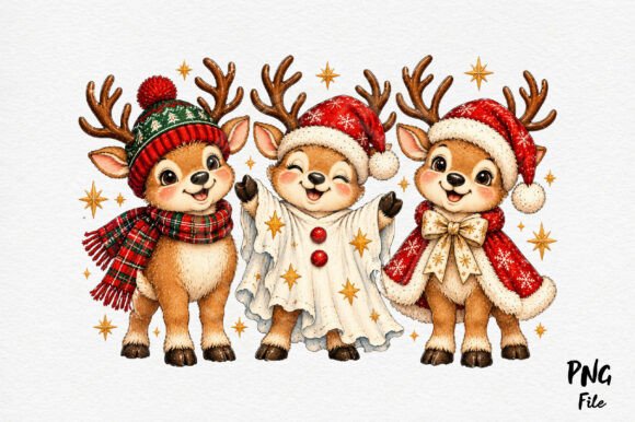 Vintage Christmas Reindeer PNG