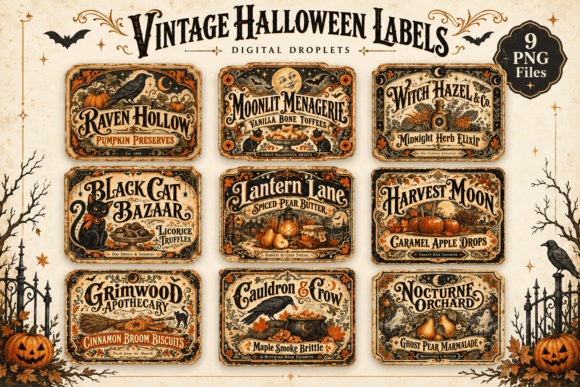 Vintage Halloween Labels - Bundle