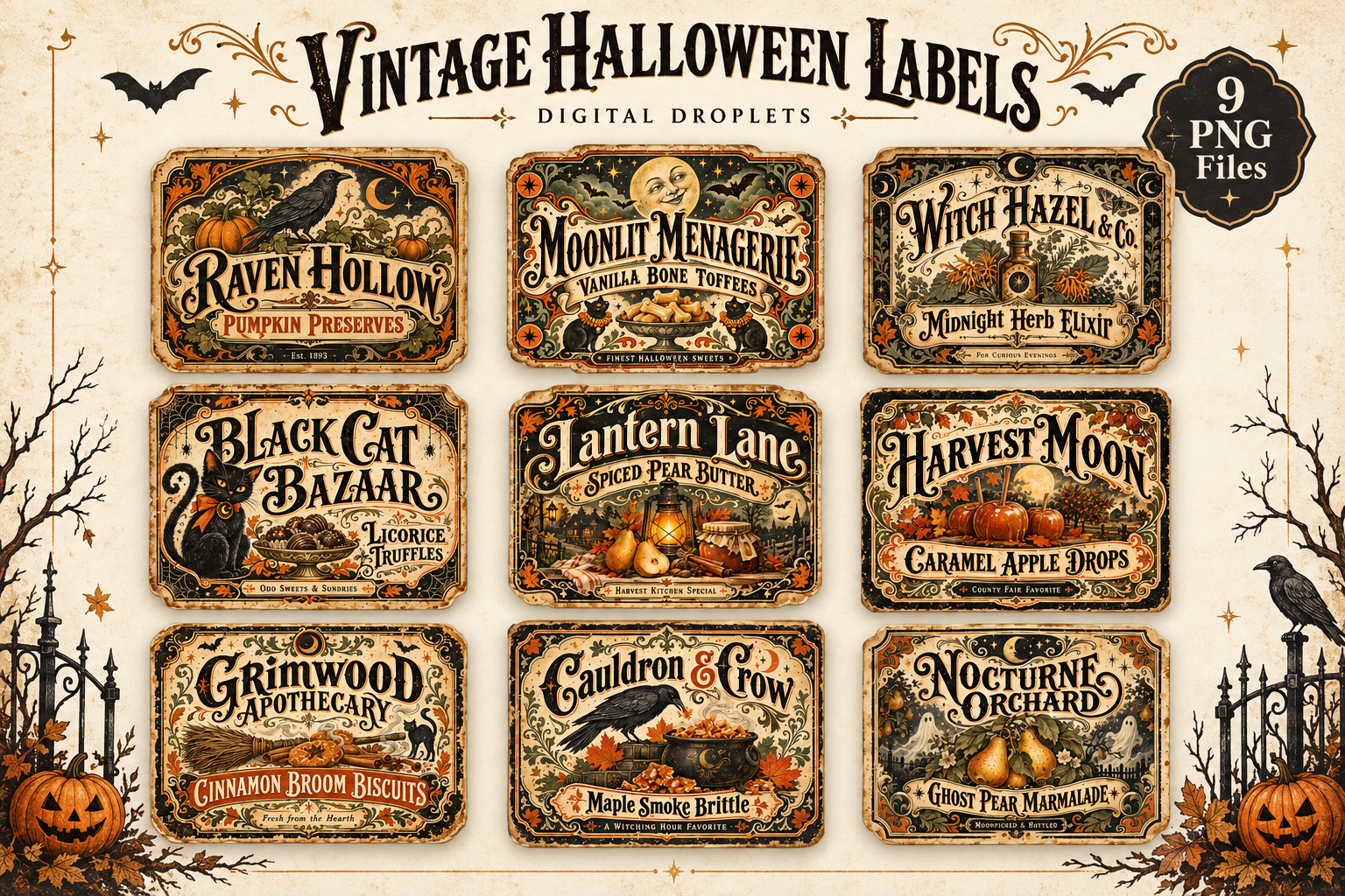 Vintage Halloween Labels - Bundle