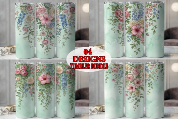 Vintage Hanging Floral Tumbler Bundle