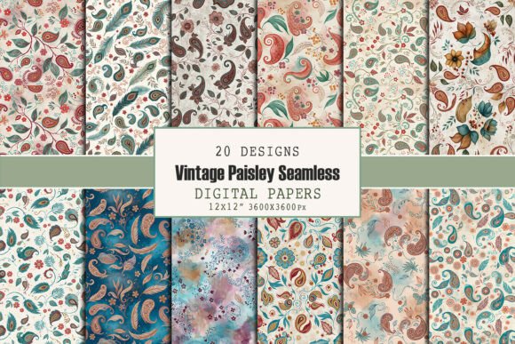 Vintage Paisley Seamless Pattern Bundle