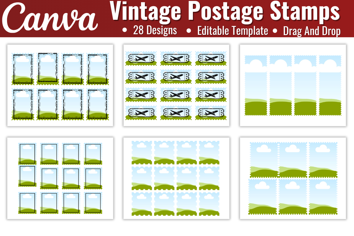 Vintage Postage Stamps Canva Template