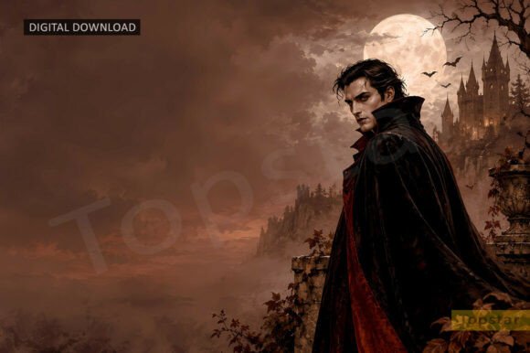 Vintage Vampire Halloween Background Art