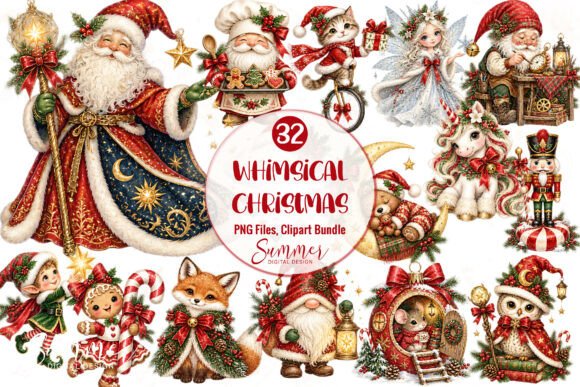 Whimsical Christmas Clipart PNG Bundle