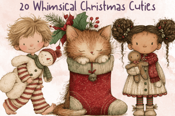Whimsical Christmas Cuties Clipart