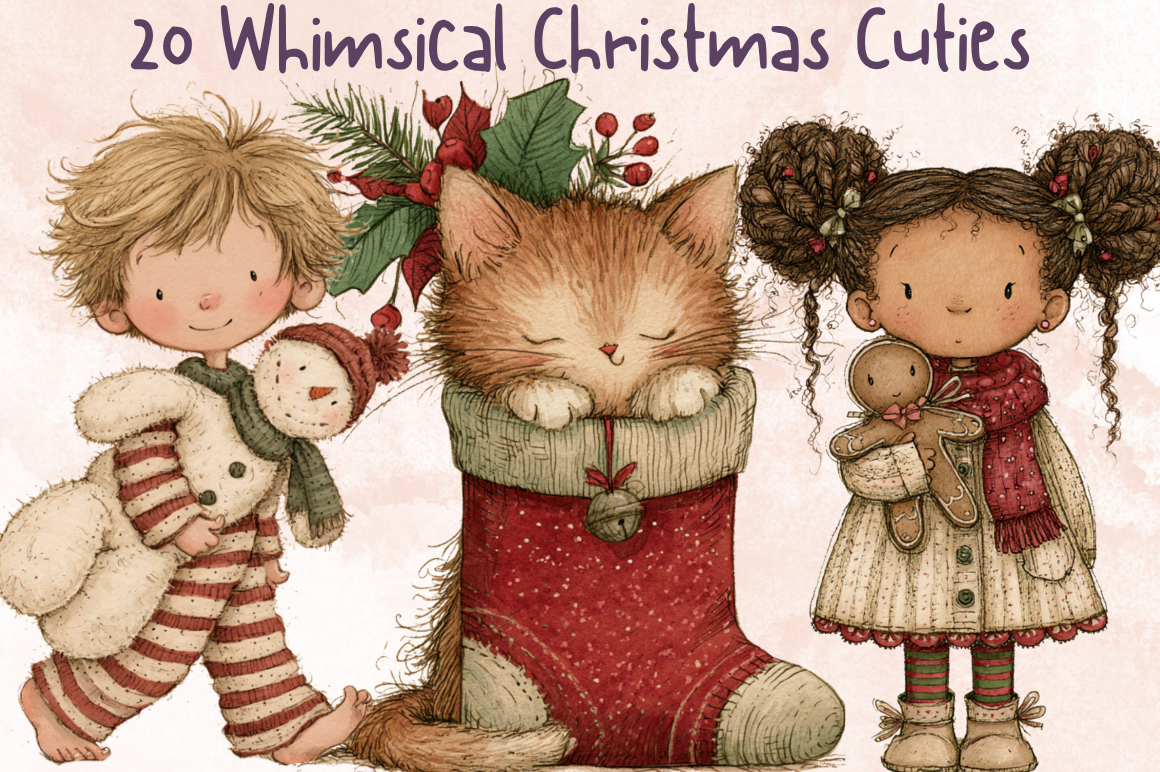 Whimsical Christmas Cuties Clipart