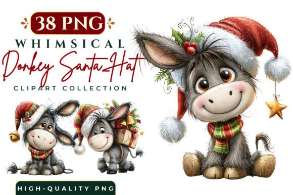 Whimsical Christmas Donkey Santa Hat