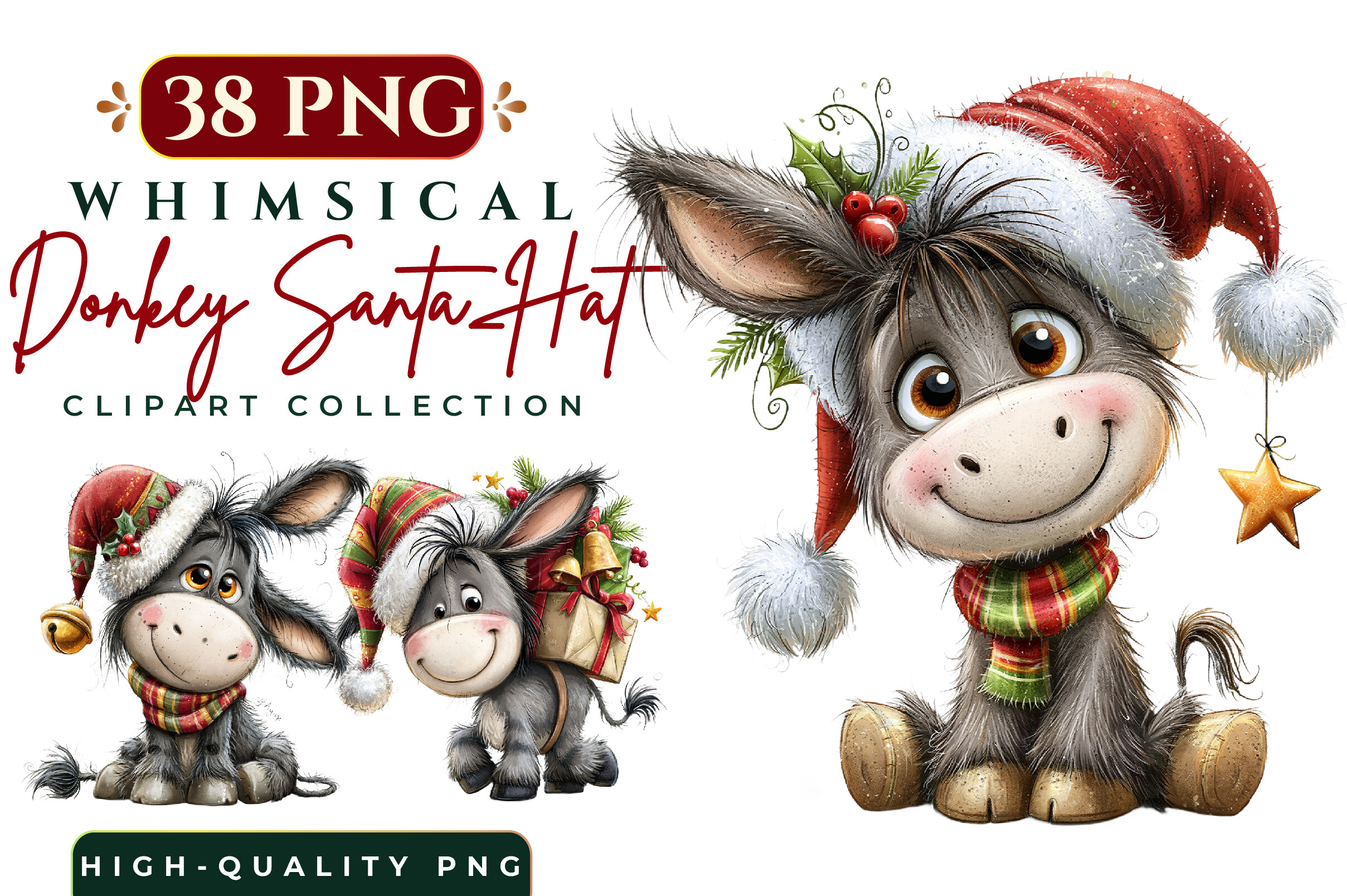 Whimsical Christmas Donkey Santa Hat